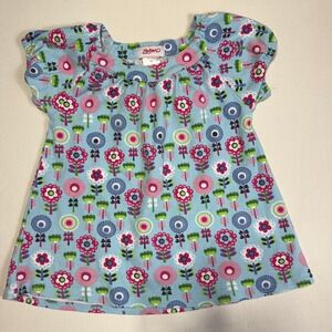 Zutano Girls 4T Blue Floral Flutter Sleeve Top